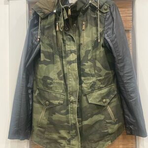 BCBGeneration Camouflage Utility Jacket with Black Sleeves